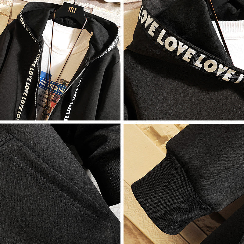 Men's Fashion Solid Color Hooded Mid-Length Coat
